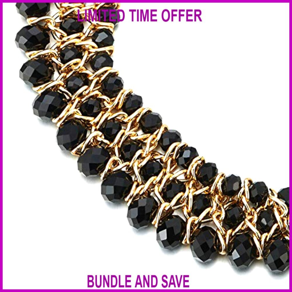 Three-Layer Statement Necklace Gold-Plated Braide… - image 2